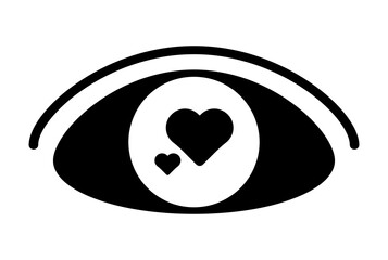 eye flat icon valentines day symbol black glyph sign artwork