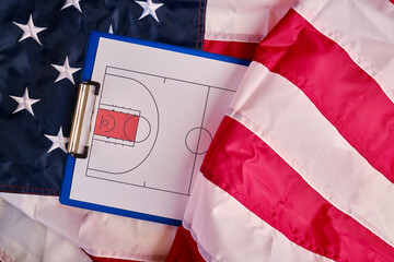 Basketball pitch. Game Day. Basketball playoff in March. Super sport party in United States. Final...