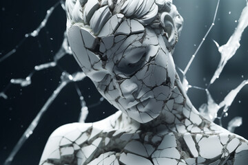 A beautiful and stunning marble female sculpture with intricate details, 
Created using generative AI tools - obrazy, fototapety, plakaty