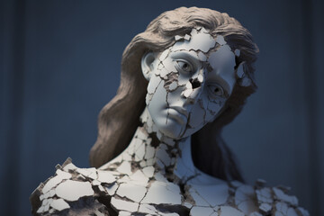 A beautiful and stunning marble female sculpture with intricate details, 
Created using generative AI tools