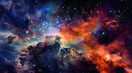 Fototapeta premium The ethereal beauty of a cosmic nebula, with its vibrant colors and intricate details. Generative AI
