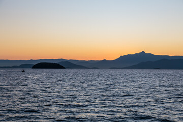 sunset on the big island in Angra dos Reis in Rio de Janeiro.