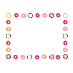 Frame with donuts on a white background. Vector illustration for your design
