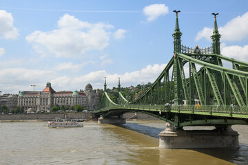 View at the liberty bridge of Budapest on Hungary