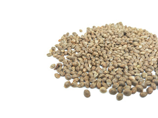 Cannabis seeds that are ready to be planted and bred. placed on a white background.