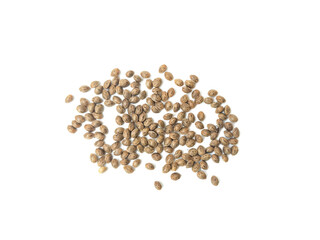 Cannabis seeds that are ready to be planted and bred. placed on a white background.