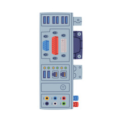 Motherboard or Mainboard as Personal Computer Accessory and Component Vector Illustration