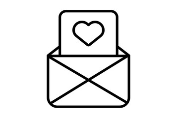 Love letter line icon valentines day sign flat minimalist symbol art