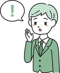 驚くスーツを着た男性