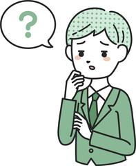 悩むスーツを着た男性