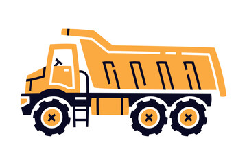 Dump Truck as Construction Equipment and Heavy Machine for Industrial Work Vector Illustration