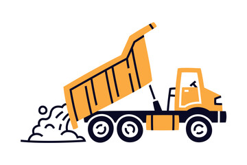 Dump Truck as Construction Equipment and Heavy Machine for Industrial Work Vector Illustration