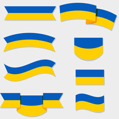 Collection of Ukrainian flags. Vector illustration EPS 10.