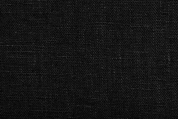 Black color fabric texture. Textile background copy space