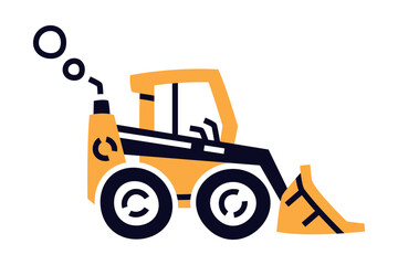 Bulldozer or Dozer as Construction Equipment and Heavy Machine for Industrial Work Vector Illustration
