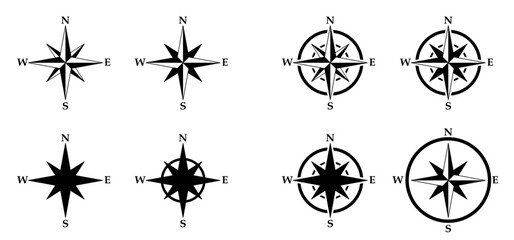 Cartoon magnetic compass, arrow compass icon. Navigational compass with cardinal directions of North, East, South, West. Geographical position, cartography and navigation symbol. marine compass - obrazy, fototapety, plakaty