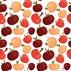 Pattern with red and pink apples