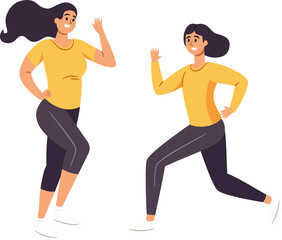 Woman Running, Active and Happy, Embracing a Healthy Lifestyle, Flat Style Cartoon Illustration.