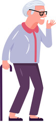 Elderly Woman Flat Style Cartoon Illustration. Senior People.