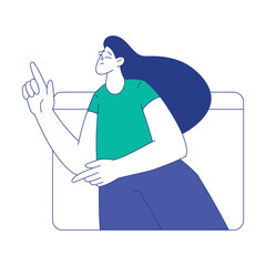 Young Woman at the Crossroads Think of Direction to Go Vector Illustration