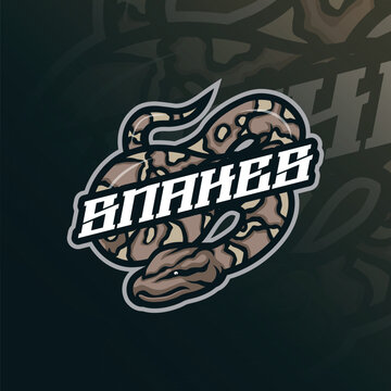snake mascot logo design with modern illustration concept style for badge, emblem and t shirt printing. snake illustration for sport and esport team.