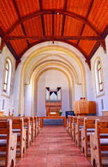 Innenansicht der reformierten Kirche Appenzell, Schweiz