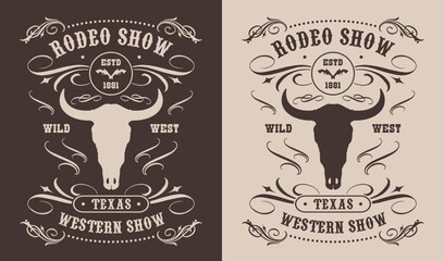 Rodeo show monochrome vintage poster