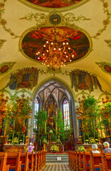 Fototapeta na wymiar Innenansicht der Pfarrkirche St. Mauritius in Appenzell, Schweiz 