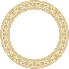Vector gold round classical Greek ornament. European ornament. Border, frame, circle, ring Ancient Greece, Roman Empire..