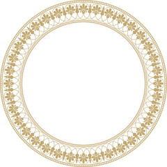 Vector gold round classic Greek meander ornament. Pattern, circle of Ancient Greece. Border, frame, ring of the Roman Empire..