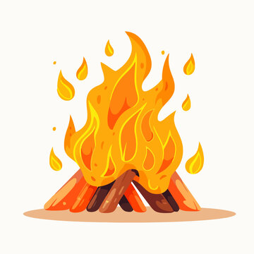 Bonfire image. Cute cartoon image of bonfire. Vector illustration.