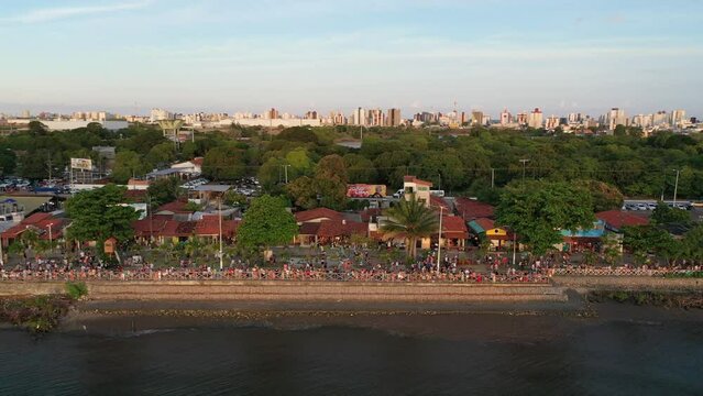 Por do Sol na Praia do Jacar&eacute; em Jo&atilde;o Pessoa com Drone 4k - Para&iacute;ba Vista de Cima - Brasil  