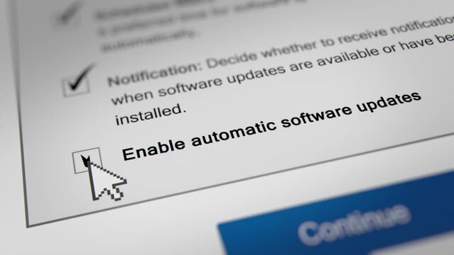 Animated Mouse Cursor Clicking Enable Automatic Software Updates Checkbox.

