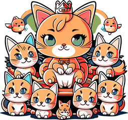 Set of cats. AI Generated