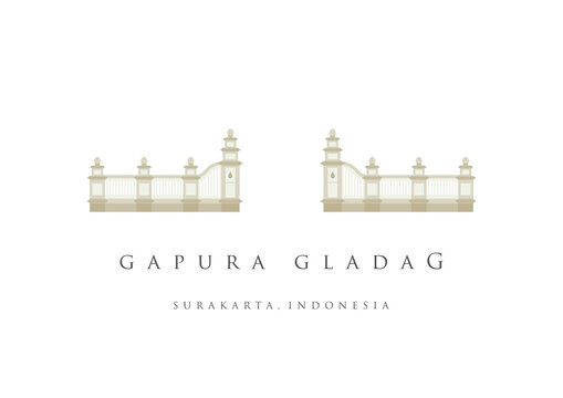 Gapura gladag of kraton surakarta Vector illustration. royal entrance gate, cultural heritage which is a landmark of the city of Solo or Surakarta. Indonesian tourism icon