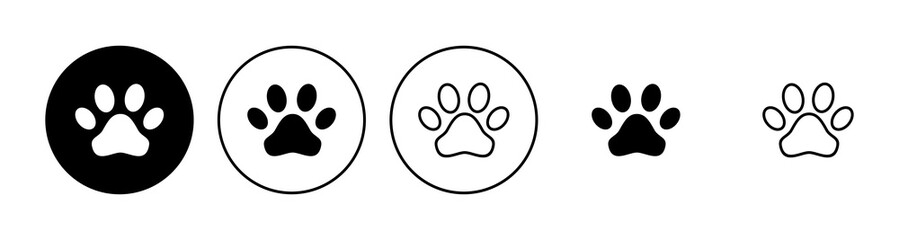 Paw icon set. paw print icon vector. dog or cat paw