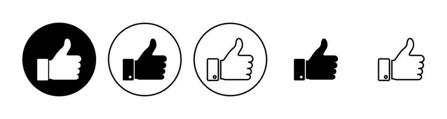 Thumbs up icon set. Hand like. Like icon vector.