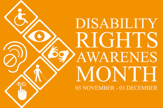 Disability Rights Awareness Month big horizontal Banner. Vector illustration on social concept.