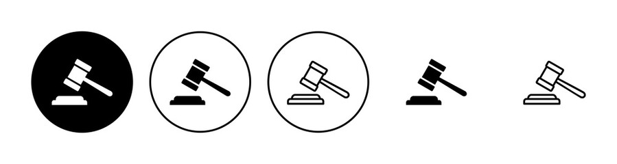 Gavel icon set. judge gavel icon vector. law icon vector. auction hammer