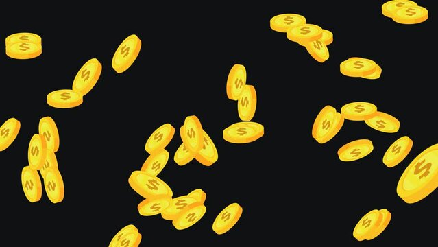 finance, currency gold coin, money. 4k video 2d animation