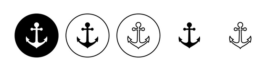 Anchor icon set. Anchor symbol logo. Anchor marine icon.