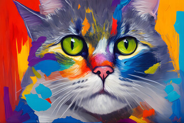 Naklejka premium cat with eyes. Generative AI
