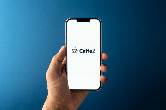 West Bangal, India - july 5, 2023 : Caffe logo on phone screen stock image.