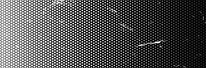 White polygon halftone retro dots effect in black and white color. Halftone effect. 