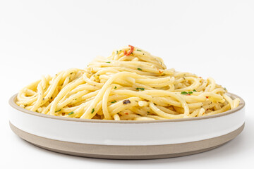 Aglio e olio on a white background
