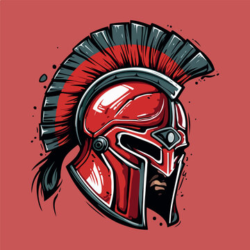 Spartan warrior symbol, emblem. Spartan helmet logo, Greek gladiator helmet logo vector illustration eps 10