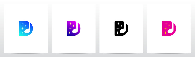 Sparkling Music Note Letter Logo Design D