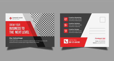 Red Corporate business modern postcard or EDDM postal card design template for business promotion services