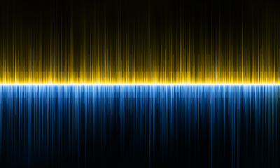bright sound waves emitting yellow and blue light