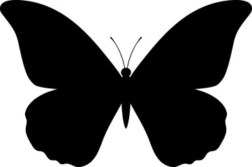 silhouette butterfly, template cut out, png isolated on transparent background.